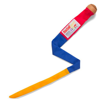 Foxtail Sport flying toy with red, blue, and yellow fabric tail designed for outdoor play and easy catching.