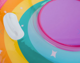 Snow Tube | Rainbow with clear top and colorful rings, featuring a comfort grip handle for smooth, cushy winter sledding.