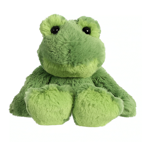 Soft and cuddly green plush toy Frog Fernando sitting facing forward, perfect for kids 3 years and older.
