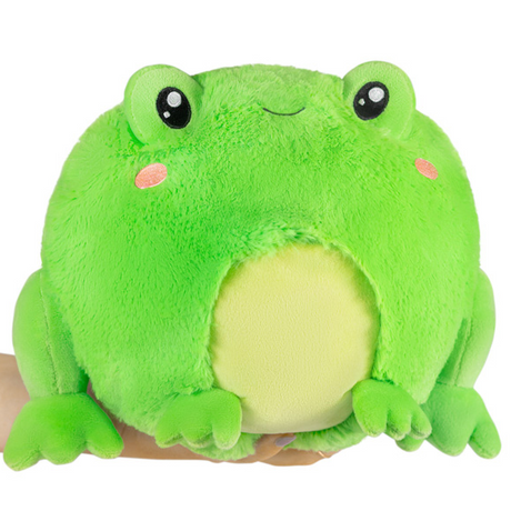 Frog Mini plush toy with bright green soft polyester fiber, 7 inches of cuddly frog-shaped cuteness and charm.