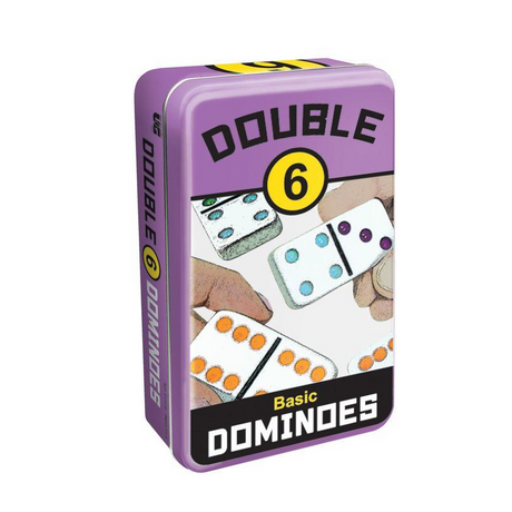 Dominoes Double 6 set in a purple tin featuring domino tiles with colorful dots for classic games and fun play.