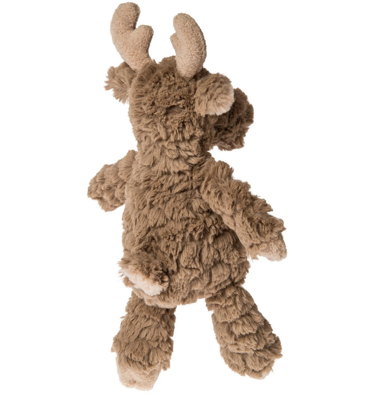 Putty Nursery Moose plush toy with soft textured fabric, comfy weighted feel, and adorable embroidered eyes.