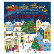 Santa's Rooftop 3D Advent Calendar showing a snowy Christmas town with Santa and reindeer flying overhead at night.
