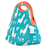 Lunch Bag Llamas insulated neoprene lunch bag with llama print, soft handles, and reinforced seams for durability.