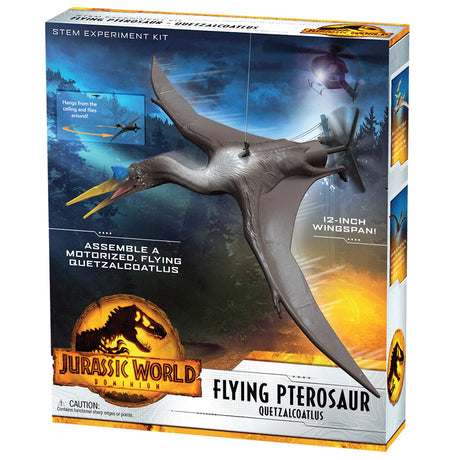 Jurassic World: Flying Pterosaur model kit with motorized 12-inch wingspan Quetzalcoatlus for kids ages 6 and up.