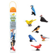 TOOB | Backyard Birds featuring seven hand-painted North American bird figurines including cardinal and blue jay