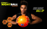 NightBall | Basketball held by player, glowing orange with auto-activated LED lights for nighttime play.