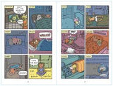 Mr Wolf's Class comic panels showing classroom and home scenes with diverse students in a graphic novel style.