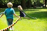 Burmese Python Snake plush toy, 54 inches long, soft sandy brown with dark patches, perfect for kids' outdoor play.