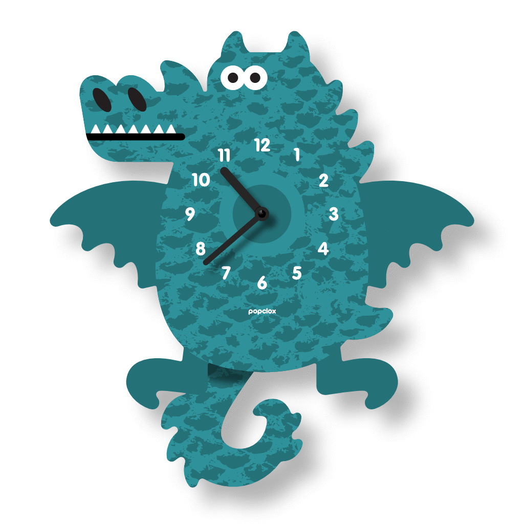 Acrylic Pendulum Clock | Dragon with laser cut acrylic, silent quartz movement, velvet matte finish, wall-mounted design.