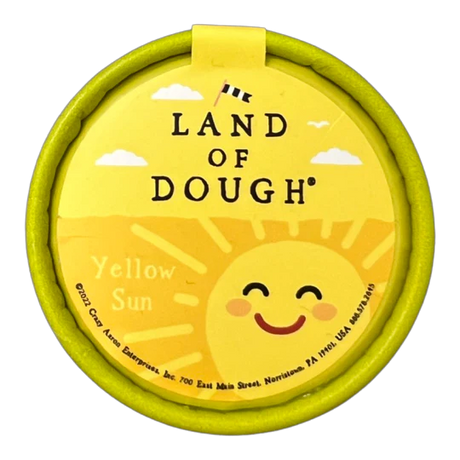 Land of Dough Mini Yellow Sun play dough in eco-friendly packaging with natural colors and organic essential oils.