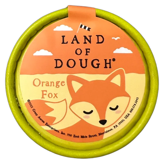 Land of Dough Mini Orange Fox play dough container with fox illustration and natural, sustainable design.