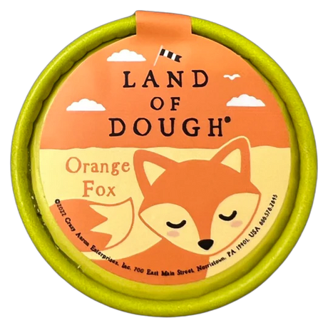 Land of Dough Mini Orange Fox play dough container with fox illustration and natural, sustainable design.