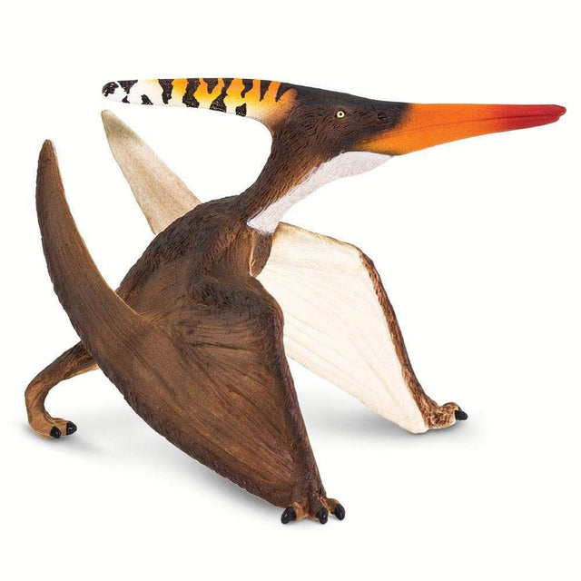 Pteranodon figure posed at rest with large crest, detailed wings, and textured body in brown and orange tones.