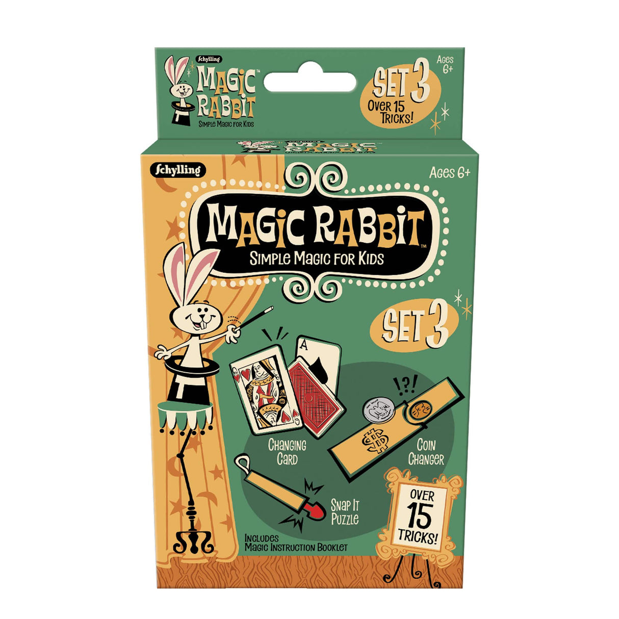 Assorted Magic Tricks Set 3 for kids includes over 15 tricks like changing card, coin changer, and snap it puzzle.