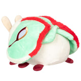 Soft plush Luna Moth Snackers with mint green wings and red trim, perfect for all ages, made of polyester fiber.