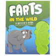 Farts in the Wild! book cover with cartoon elephant and attached green battery-powered fart sound machine.