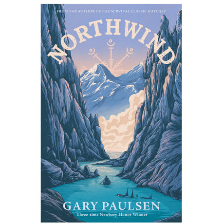 Northwind book cover showing a canoe navigating a fjord with towering cliffs and distant snowy mountains.